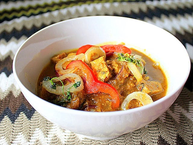 Tempeh Do Pyaaza (Tempeh in Spicy Onion Curry). A vegan version of a popular Indian curry. Healthy and delicious. Vegan And Gluten Free Recipe. #glutenfree #veganricha #vegan
