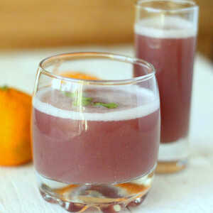 Pomegranate Apple Satsuma Spiced Cooler served in a small glass