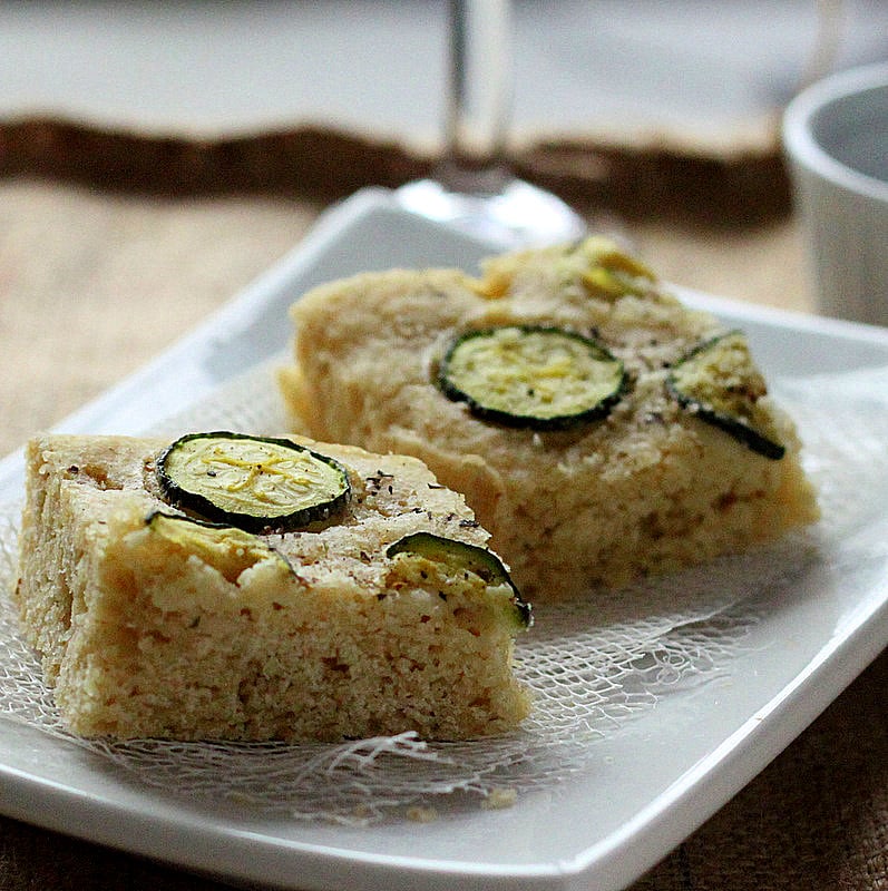 Zucchini Basil focaccia. Gluten free Gum free focaccia Bread Recipe | Vegan Richa