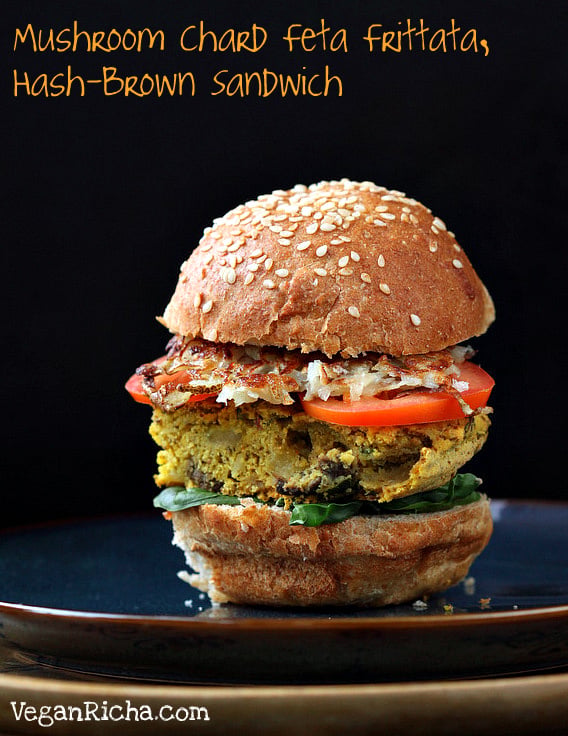 Mushroom Frittata Hash-brown Sandwich | Vegan Richa