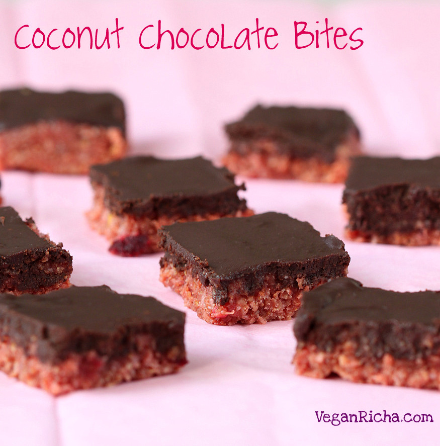 Zesty Pink Lemon Coconut Chocolate Bites | Vegan Richa