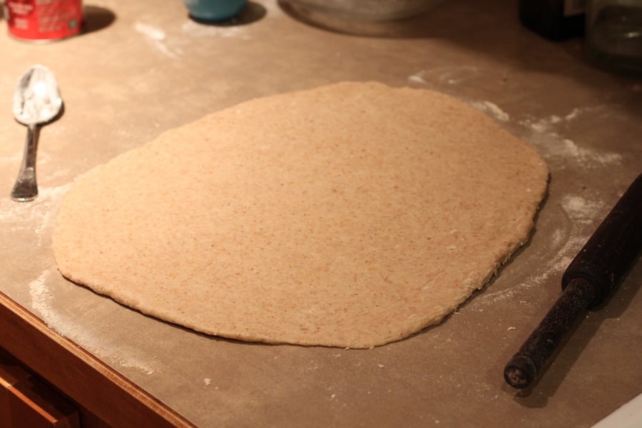 vegan cinnamon rolls easy vegan cinnamon roll dough rolled into a big rectangle for making buns