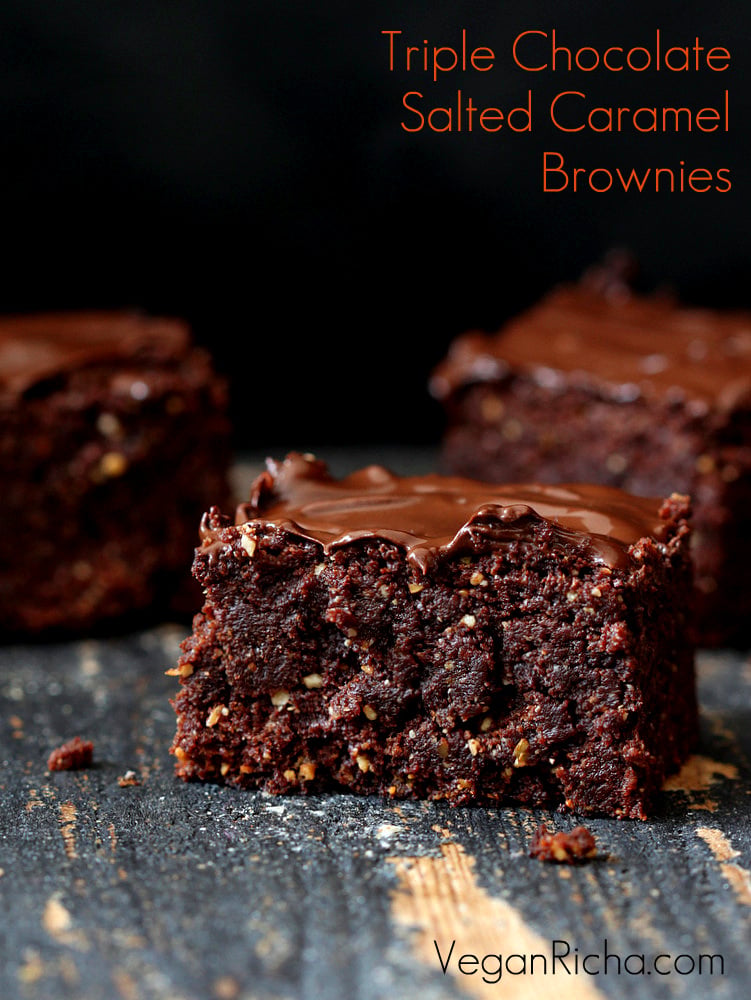 Triple Chocolate Salted Caramel Brownies - blog graphic with text overlay