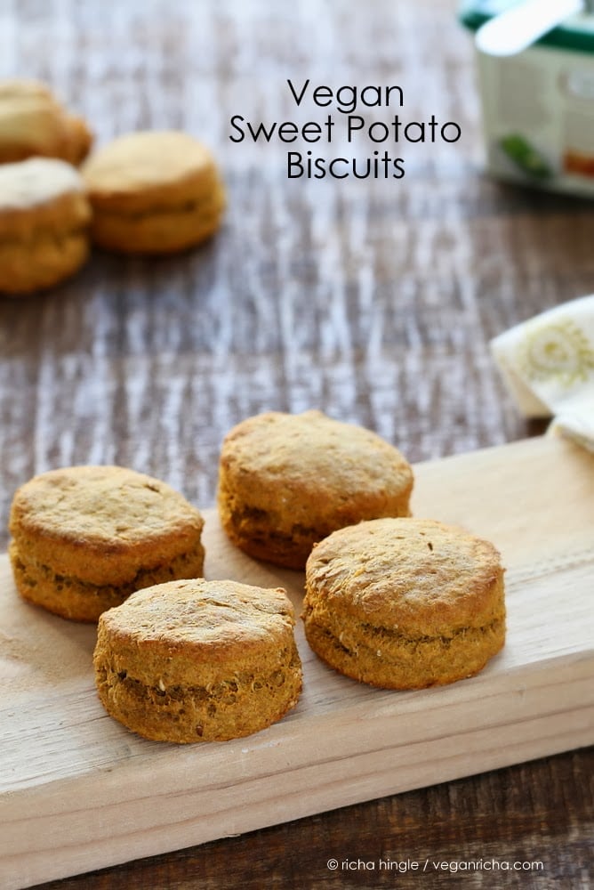 sweet potato biscuits Vegan Spelt Sweet Potato Biscuits on a wooden board