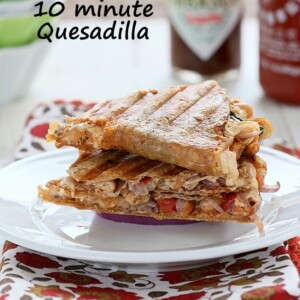 Taco Spice Vegan White Bean Quesadilla with Pepper Jack. #vegan #glutenfree #veganricha
