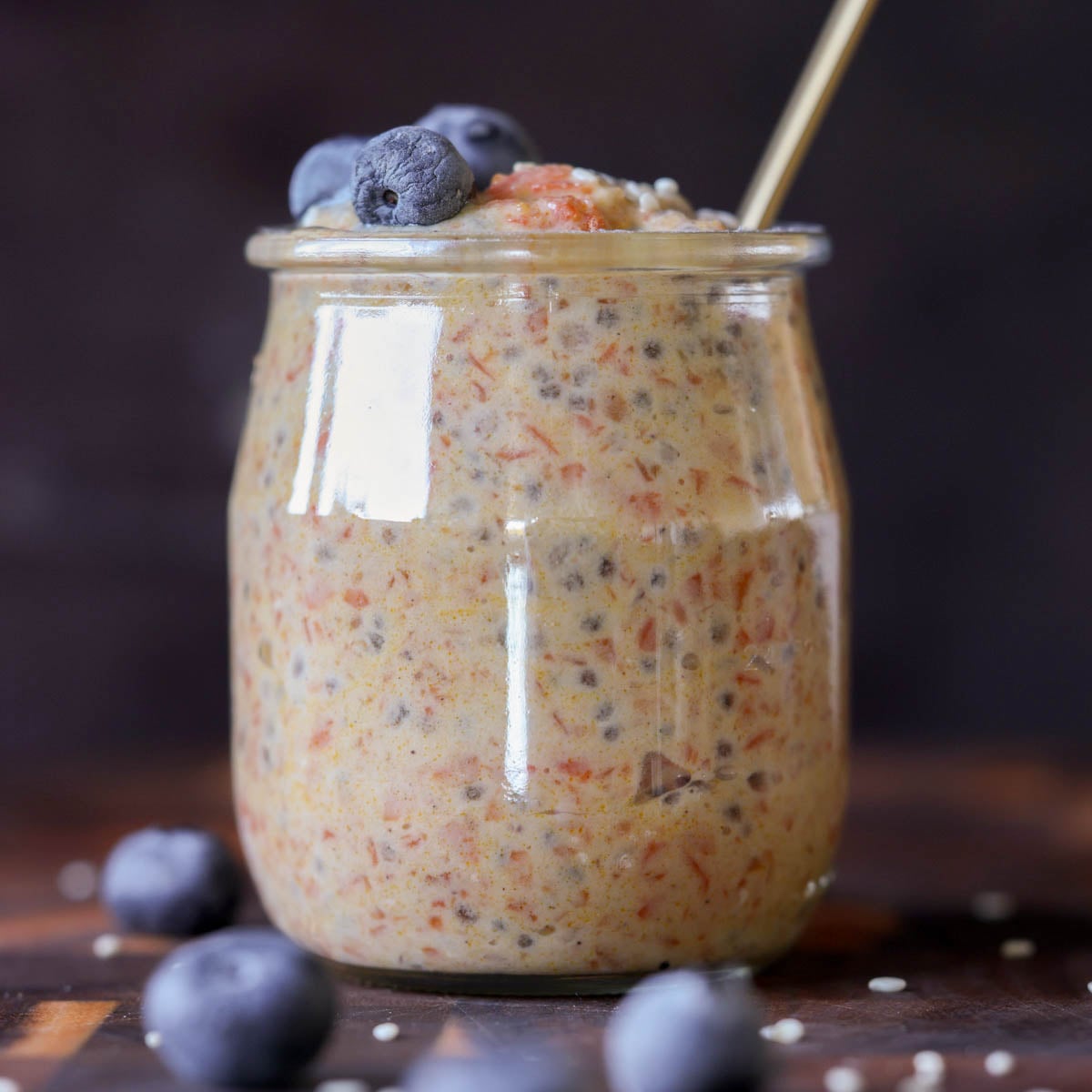 carrot cake overnight oats in a jar