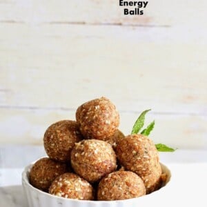 The best Mojito energy balls. With or without alcohol. How to make non-alcoholic Vegan Mojito Balls. Snack bites with Dates, lime zest, mint, nuts and seeds. Vegan Gluten-free Soy-free Recipe. #vegan #glutenfree #veganricha