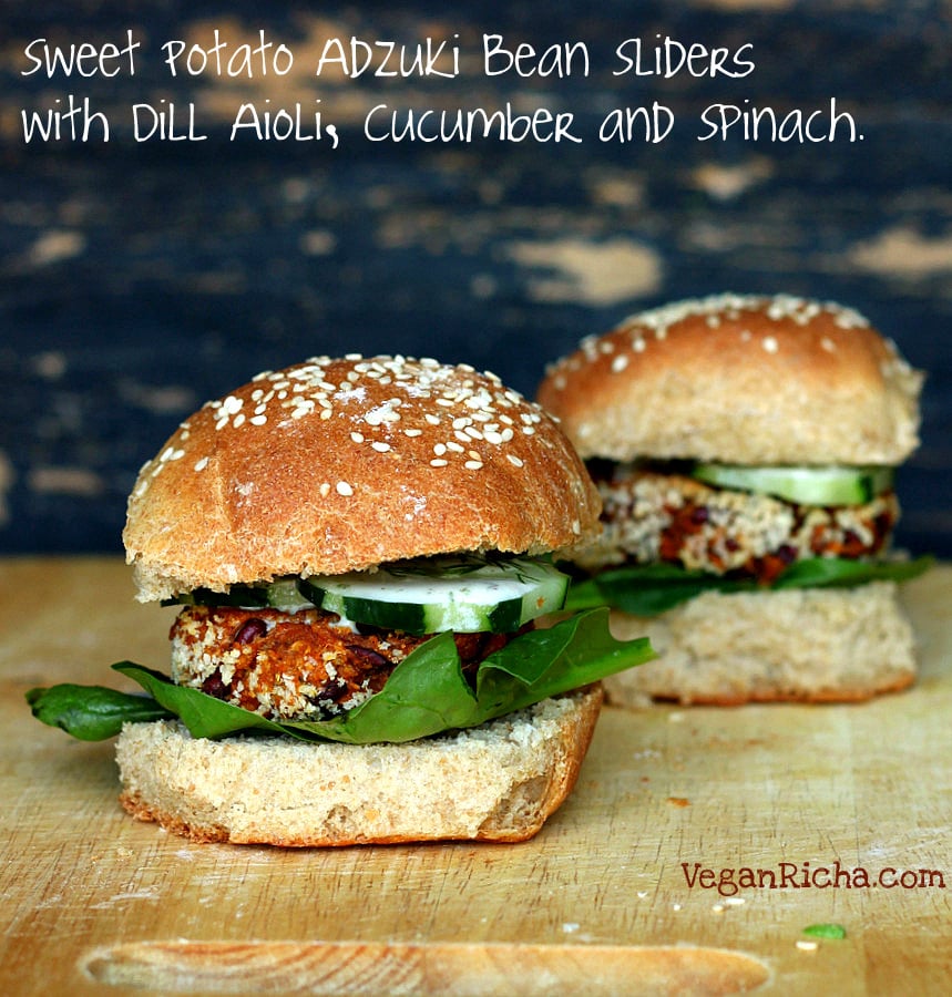 Sweet Potato Adzuki Bean Burger Gameday Sliders | Vegan Richa