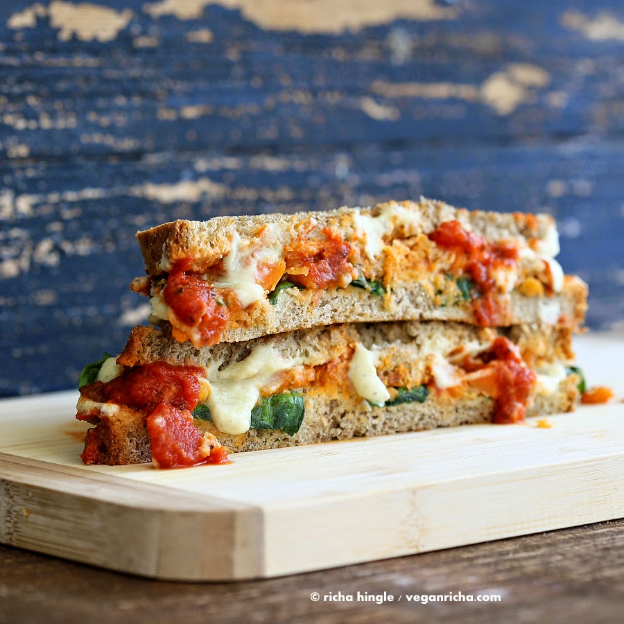 Lasagna Grilled Cheese Sandwich #vegan #veganricha