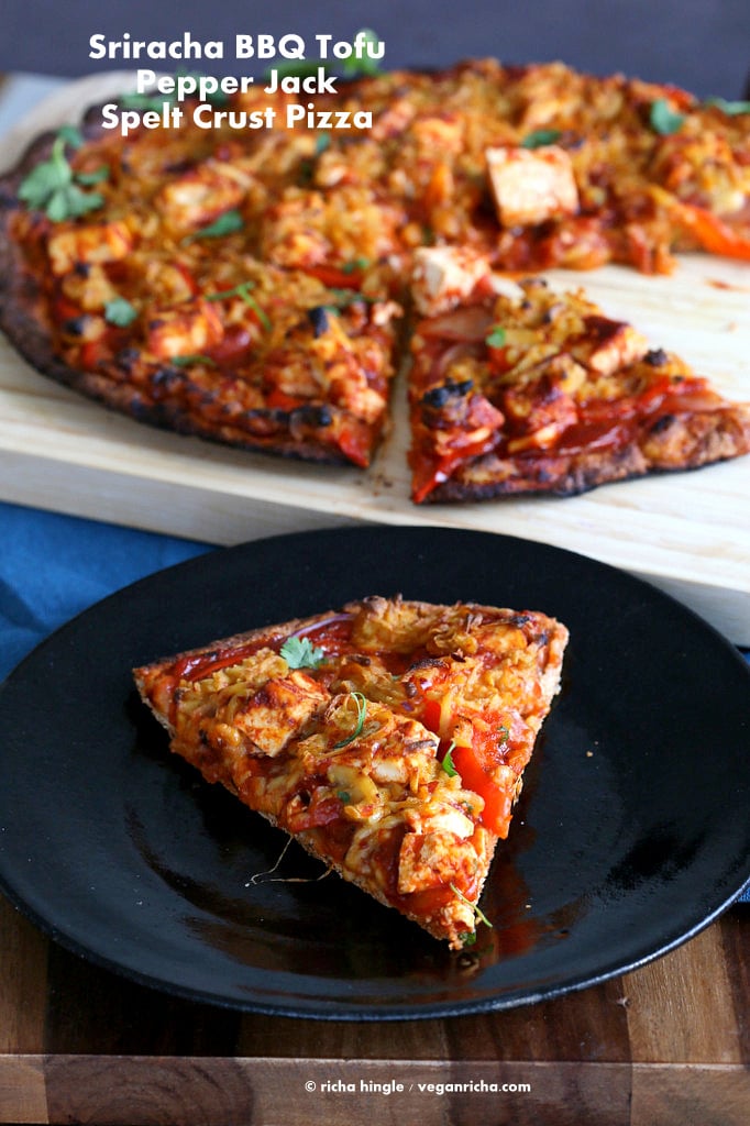Vegan BBQ Tofu Pepper Jack Cheese Pizza