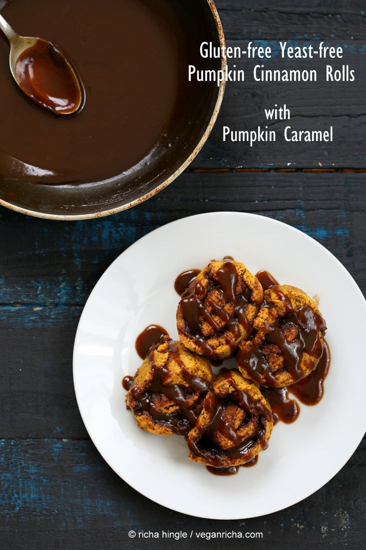 Gluten free Yeast free Pumpkin Cinnamon Rolls | Vegan Richa