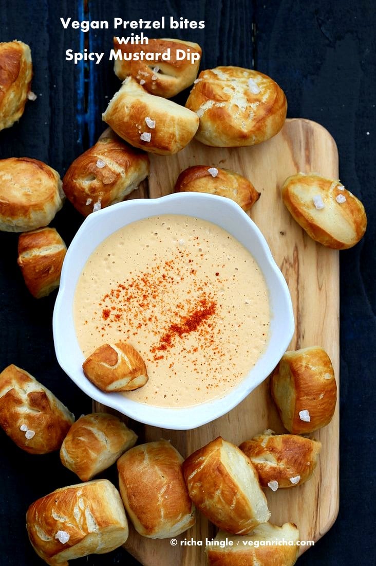 Vegan Pretzel Bites with Spicy Mustard Dip | Vegan Richa