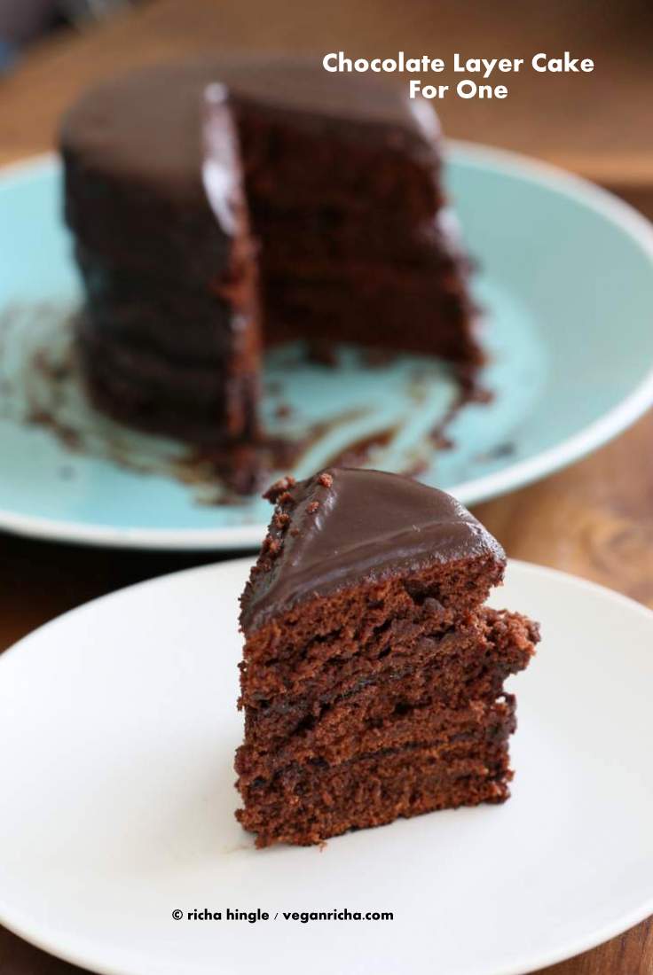 Chocolate Layer Cake for 1. Chocolate Pancake Tower #vegan #veganricha