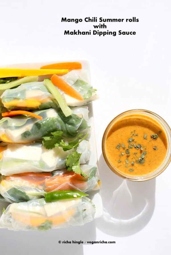 Mango Summer Rolls with Makhani dipping sauce | Vegan Richa #glutenfree #veganricha #vegan