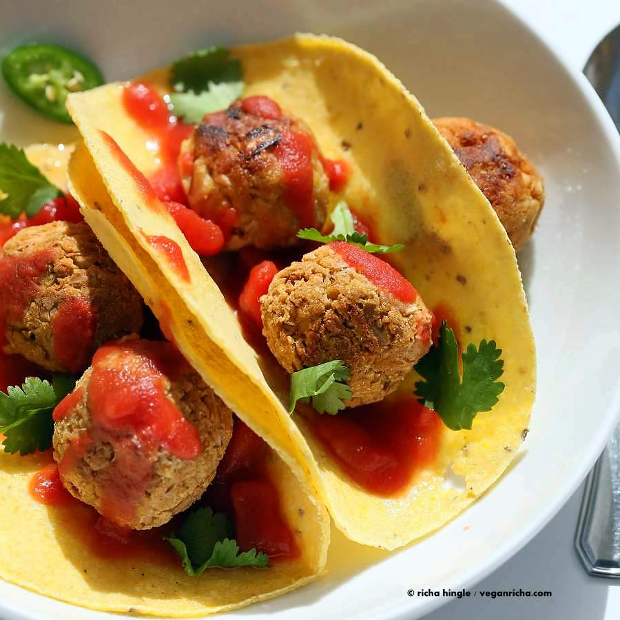 Jackfruit Meatballs Tacos | Vegan Richa