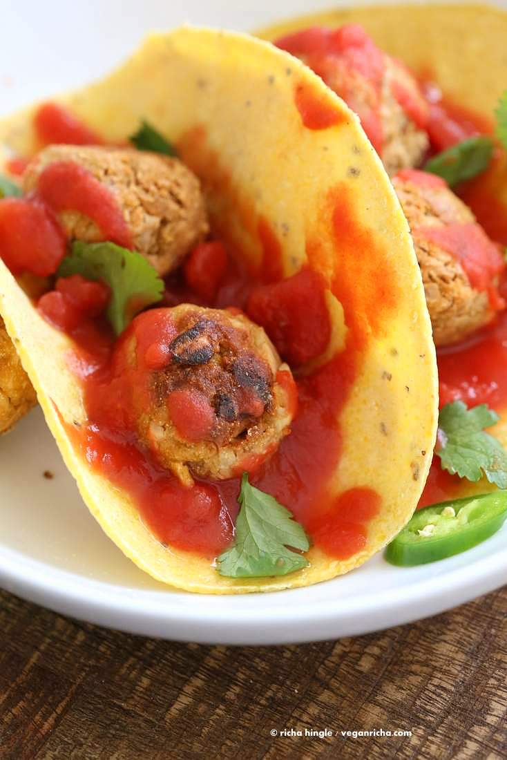Jackfruit Meatballs Tacos | Vegan Richa