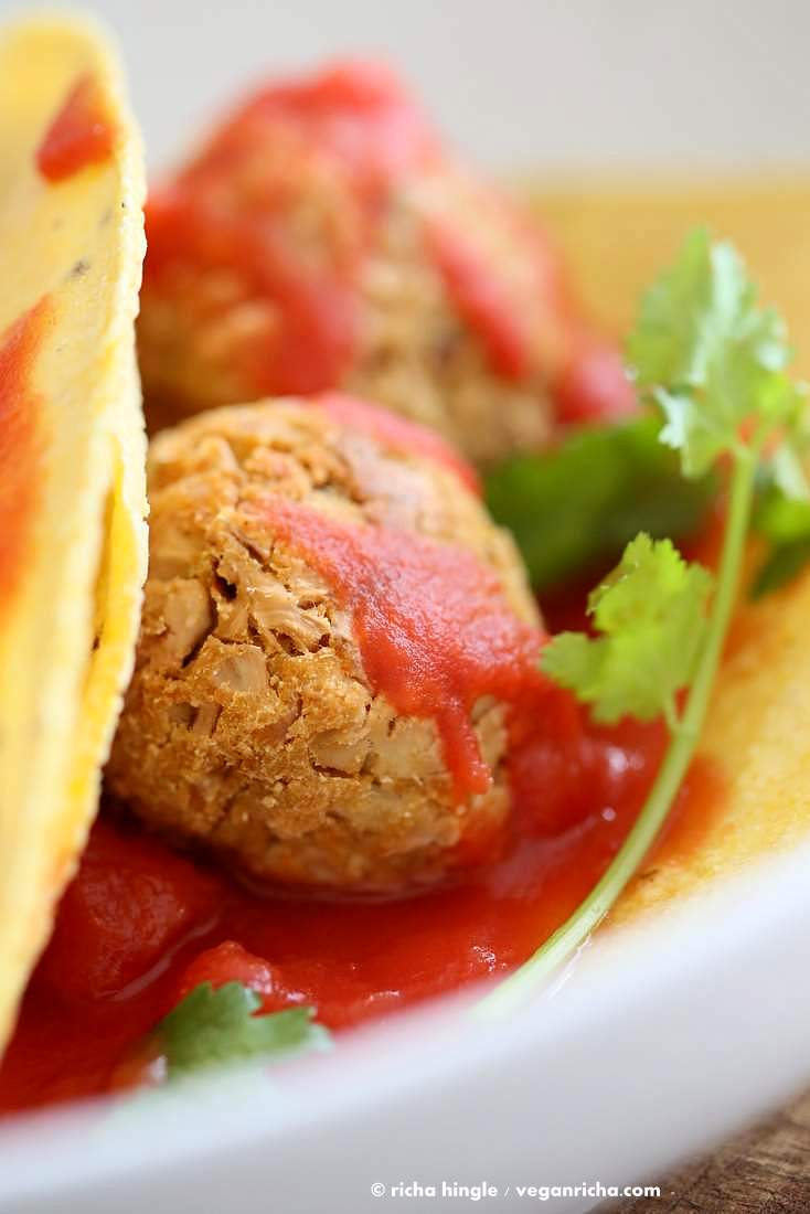 Jackfruit Meatballs Tacos | Vegan Richa