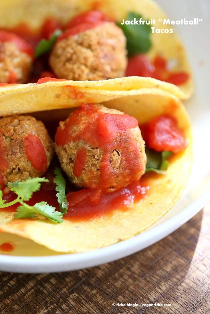 Jackfruit Meatballs Tacos | Vegan Richa