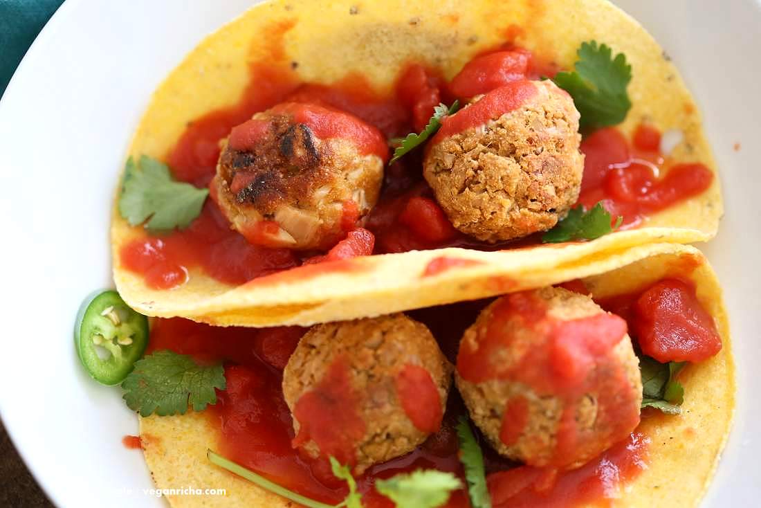 Jackfruit Meatballs Tacos | Vegan Richa