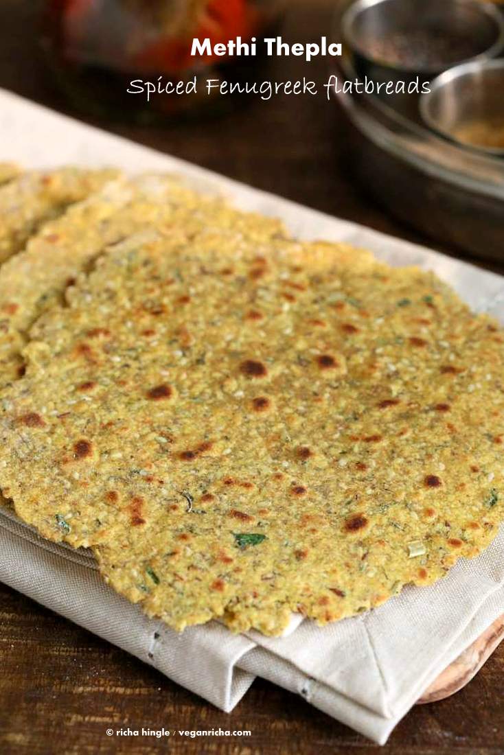 Methi Thepla - High Protein Savory Herbed Flatbread | Vegan Richa #vegan #yeastfree #savory #flatbread