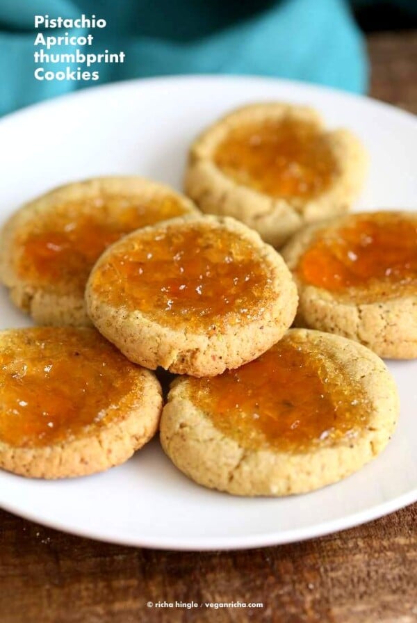 Pistachio Apricot Thumbprint Cookies | Vegan Richa #glutenfree #veganricha #vegan