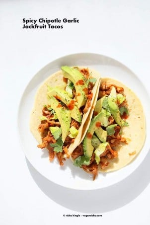 Spicy Chipotle Garlic Jackfruit Tacos | Vegan Richa #glutenfree #veganricha #vegan