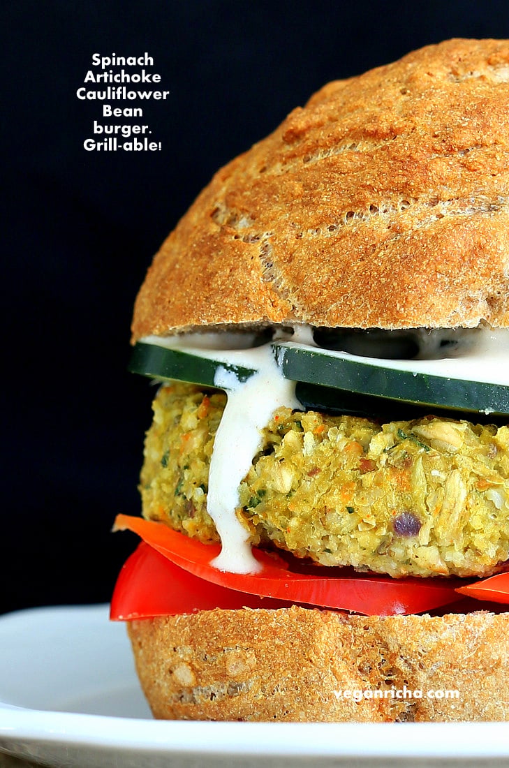 Spinach Artichoke Bean Burger | Vegan Richa