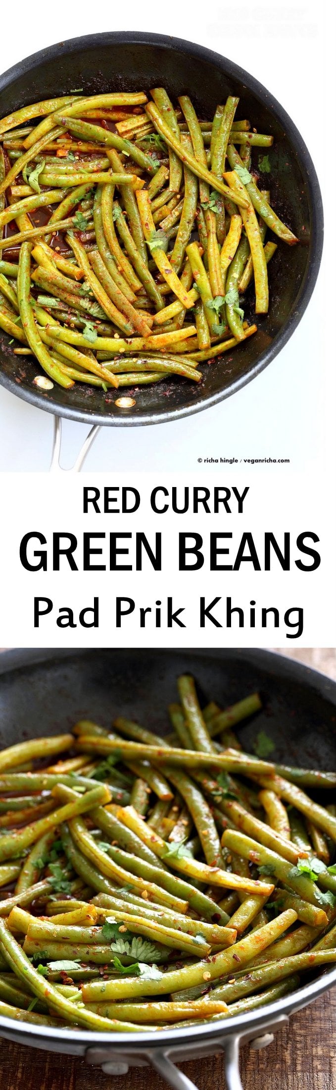 Red Curry Green Beans - Green Beans Stir fry with red curry paste, kaffir lime, sugar and chile. Pad Prik King Vegan Glutenfree Soyfree Recipe | VeganRicha.com