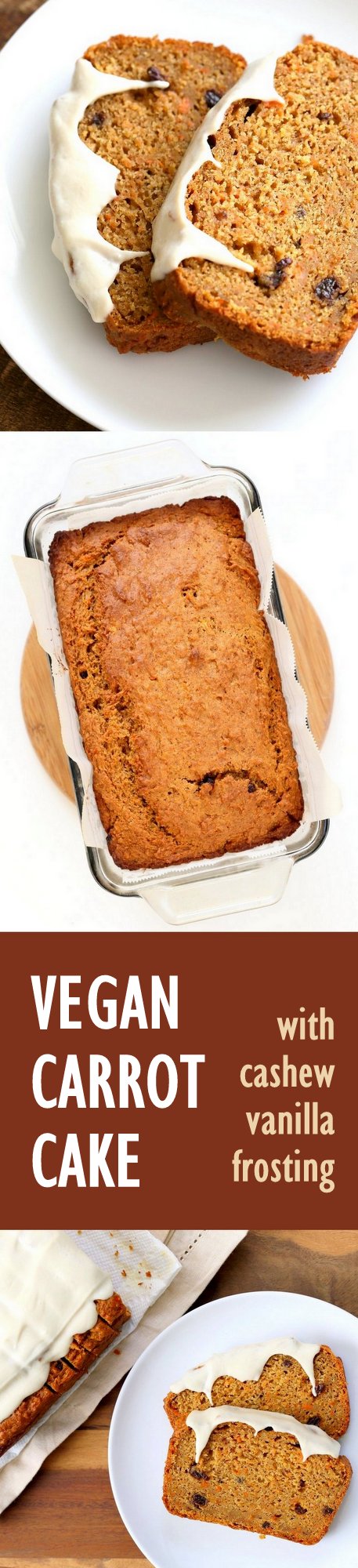 Vegan Carrot Cake Recipe with cinnamon and cardamom. Vegan Carrot Cake Quick bread loaf with Cashew Cream Frosting. Moist, spiced, full of carrots. Low oil. #vegan #Soyfree #Palmoilfree #Easter #recipe | VeganRicha.com