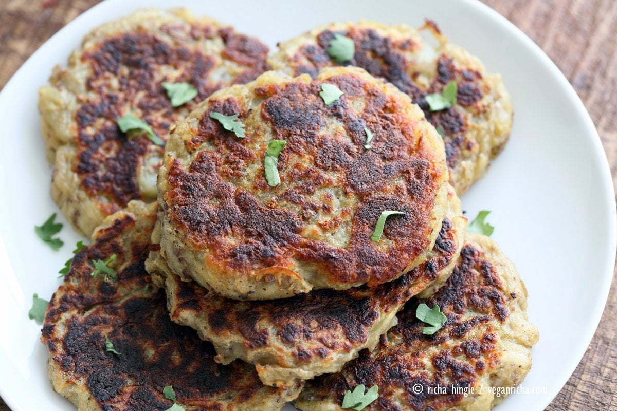 Traditional Irish potato pancake known as boxty, made eggless and vegan. Serve with avocado basil garlic ranch dressing. Vegan Soyfree Recipe | VeganRicha.com