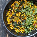Corn Palak. Curried corn and Greens. Seasonal greens, chard and spinach with corn and spices make for a quick side, taco filling or addition to a salad. Vegan Gluten-free Soy-free Recipe. | VeganRicha.com