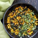Corn Palak. Curried corn and Greens. Seasonal greens, chard and spinach with corn and spices make for a quick side, taco filling or addition to a salad. Vegan Gluten-free Soy-free Recipe. | VeganRicha.com #vegan #glutenfree #veganricha