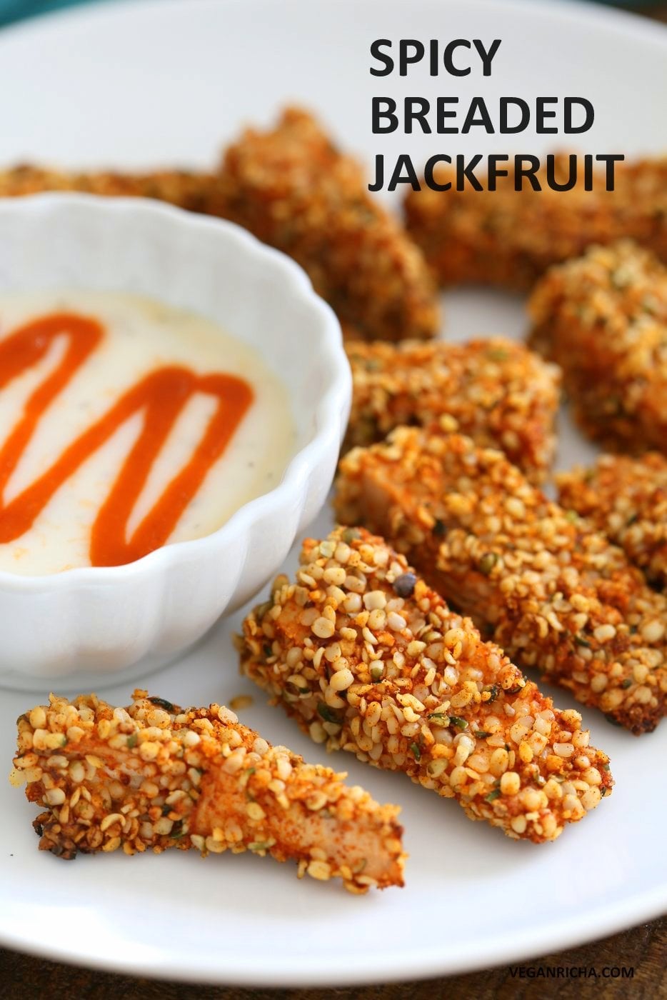 Spicy Hemp Crusted Jackfruit Nuggets. Jackfruit spiced and breaded in hemp and spice mixture and baked. Vegan Gluten-free Soy-free Recipe Spicy Hemp Crusted Jackfruit Nuggets. Jackfruit spiced and breaded in hemp and spice mixture and baked. Vegan Gluten-free Soy-free Recipe. | VeganRicha.com