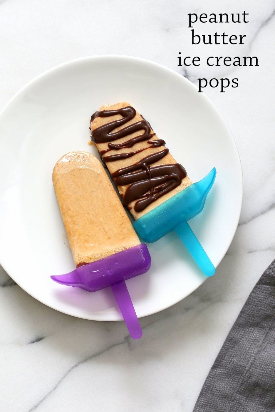 These Chocolate Peanut Butter Ice Cream Popsicles are like Peanut Butter Cup pops. 5 Ingredient Creamy Nut butter ice cream drizzled with melted chocolate. #Vegan #Glutenfree #veganricha #Recipe | VeganRicha.com