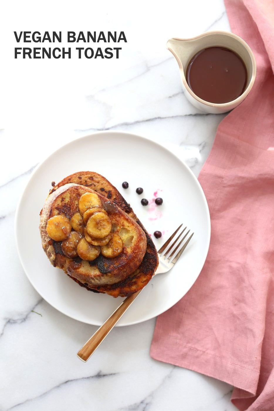 Vegan Banana French Toast. Vegan French Toast with Caramelized bananas. Banana and non dairy milk make up the french toast batter. Cooked French toast is served with caramelized Bananas, maple and vegan butter. Vegan Nut-free Recipe. | VeganRicha.com