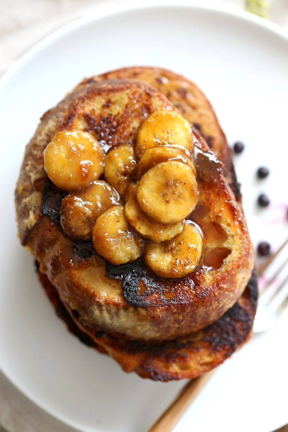 Vegan Banana French Toast with Caramelized Banana #vegan #veganricha | VeganRicha.com