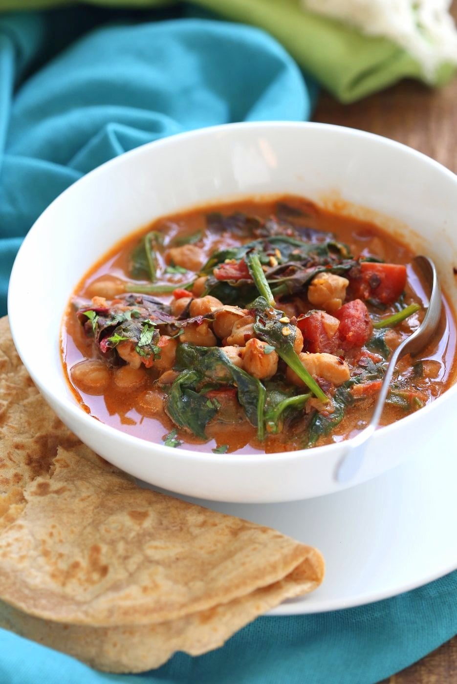 Instant Pot Chana Saag - Chickpea Spinach Curry. Easy 1 pot Chickpea Curry. Saucepan option. Vegan Gluten-free Nut-free Recipe | VeganRicha.com