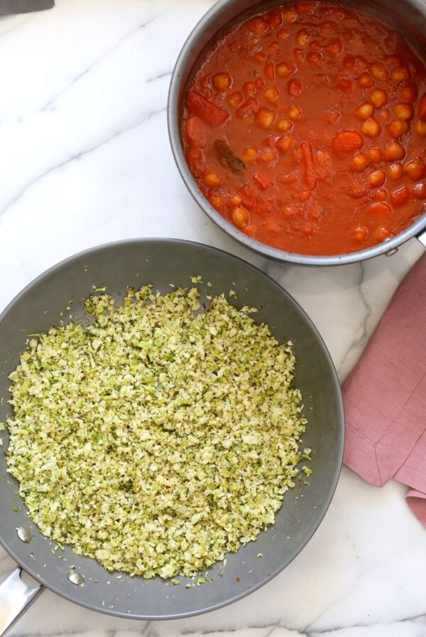 Easy Broccoli Cauliflower Rice. How to make Cauliflower Rice. How to make Cumin scented Broccoli Rice. Vegan Gluten-free Soy-free Nut-free Recipe | VeganRicha.com