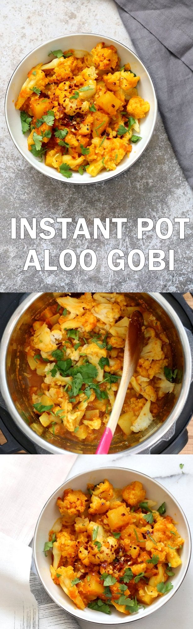 Instant Pot Aloo Gobi - Curried Potato Cauliflower. 1 Pot Aloo Gobhi. Indian Gobi Aloo Masala. Vegan Gluten-free Soy-free Nut-free Recipe | VeganRicha.com