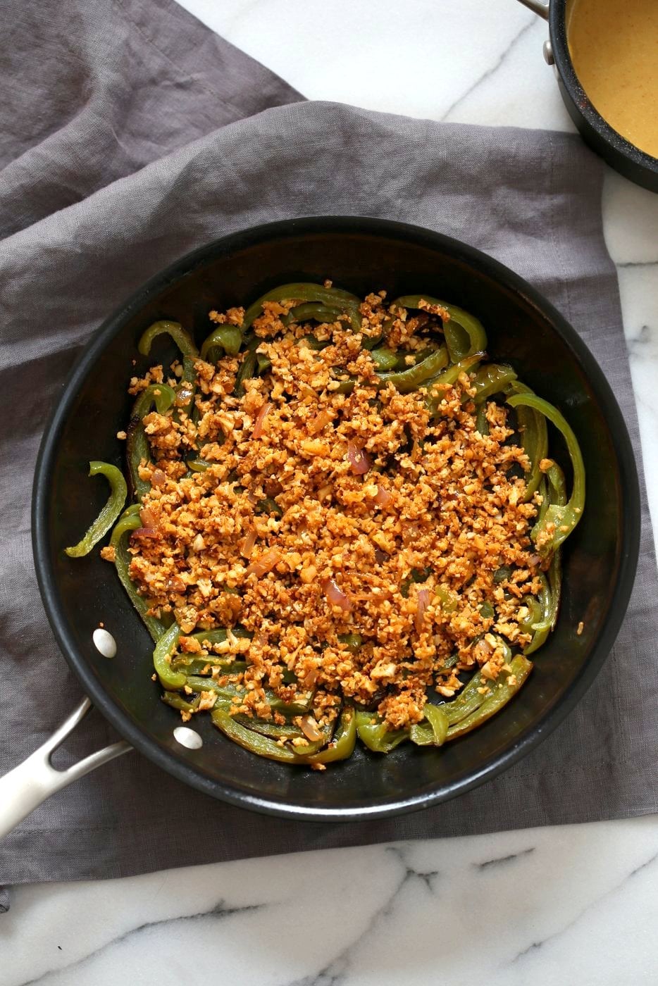 Vegan Bell Pepper Nachos with Cauliflower Taco Meat & 10 minute Vegan Nacho Cheese Sauce. Veggie full Nachos! Vegan Gluten-free Soy-free Nut-free Recipe | VeganRicha.com