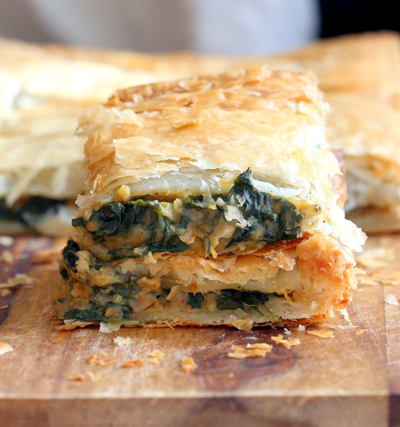 Chickpea Spinach Pie with Berbere Spice. Easy Chickpea Spinach Pastry for holidays and company with vegan puff pastry. Use spices or blends of choice. Use lentils for variation. Vegan Soy-free Nut-free Recipe. | VeganRicha.com