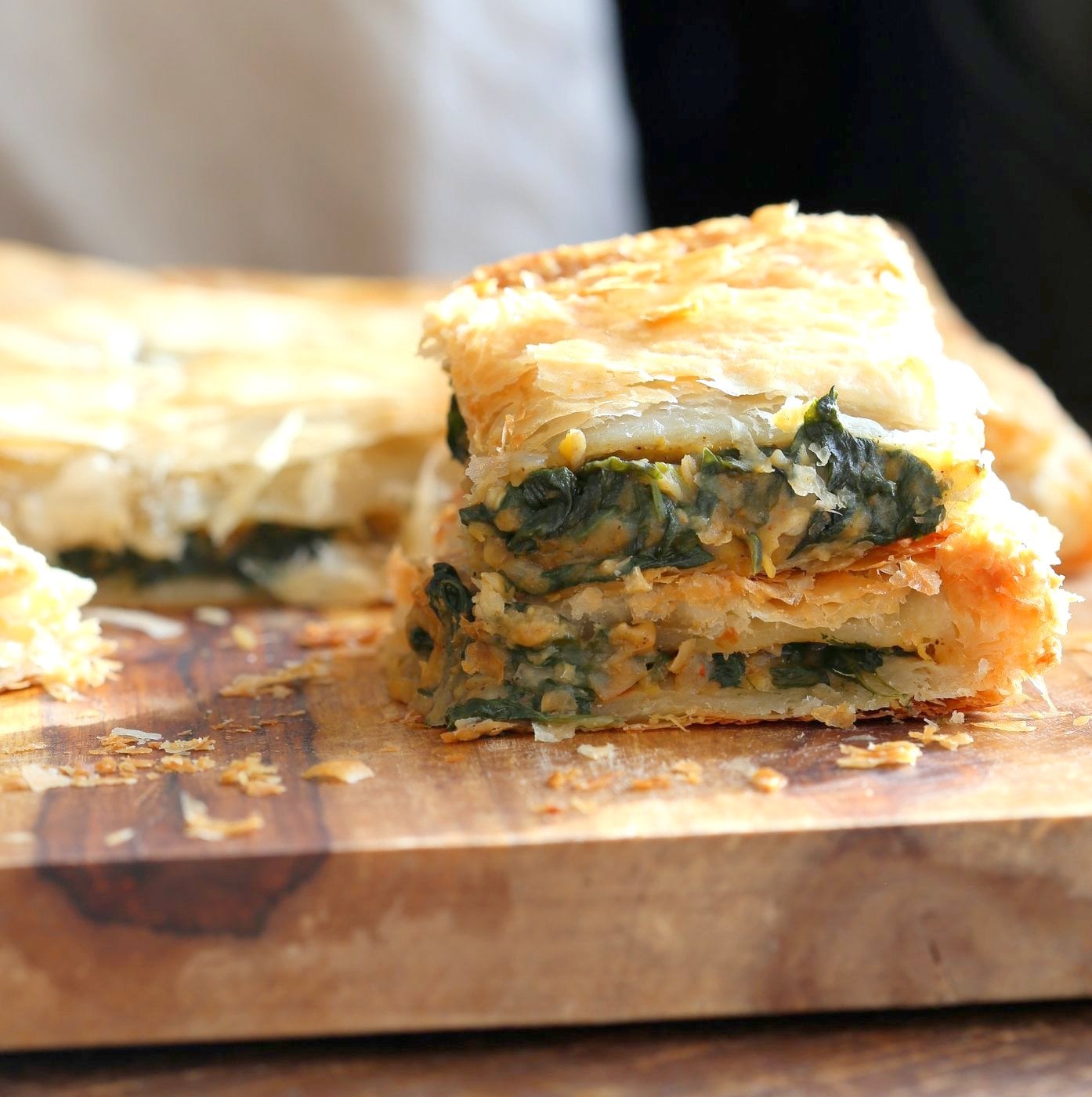 Chickpea Spinach Pie with Berbere Spice. Easy Chickpea Spinach Pastry for holidays and company with vegan puff pastry. Use spices or blends of choice. Use lentils for variation. Vegan Soy-free Nut-free Recipe. | VeganRicha.com