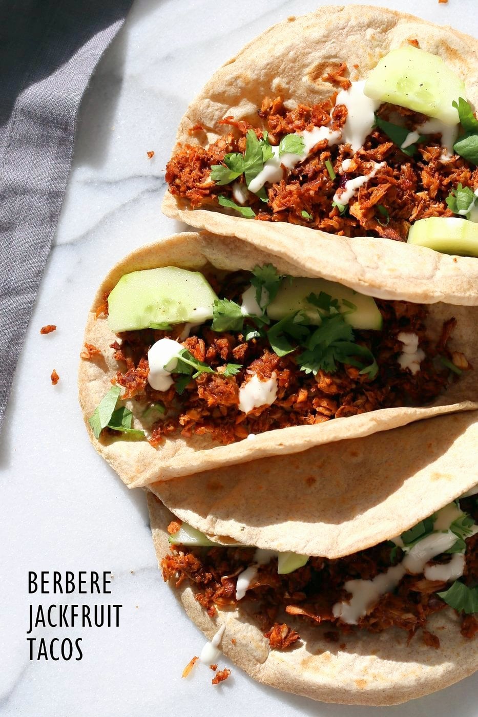 Berbere Spiced Jackfruit Tacos. Jackfruit and onion mixed with Berbere spice blend and baked to caramelized spiced perfection. 1 Bowl. Add some chickpeas to make into a hearty meal. Vegan Soy-free Nut-free Recipe, Can be Glutenfree | VeganRicha.com