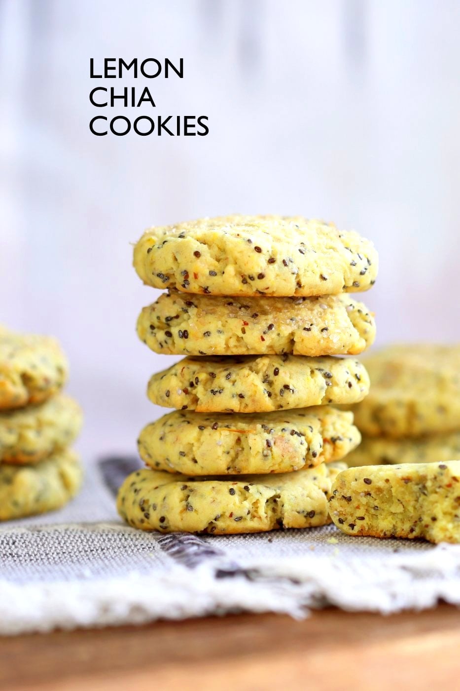 Vegan Lemon Cookies with Chia seeds. 1 Bowl, 7 Ingredient Zesty, Bite size Soft cookies for snacking or weekend baking. Vegan Recipe. Easily Gluten-free, Nut-free | VeganRicha.com