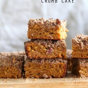 Vegan Gluten free Coffee Cake - Simple Fall Sweet Potato Pecan Crumb Cake with Pumpkin pie spices. Warm Cozy slice of cake. Gluten-free Soy-free Recipe. | VeganRicha.com