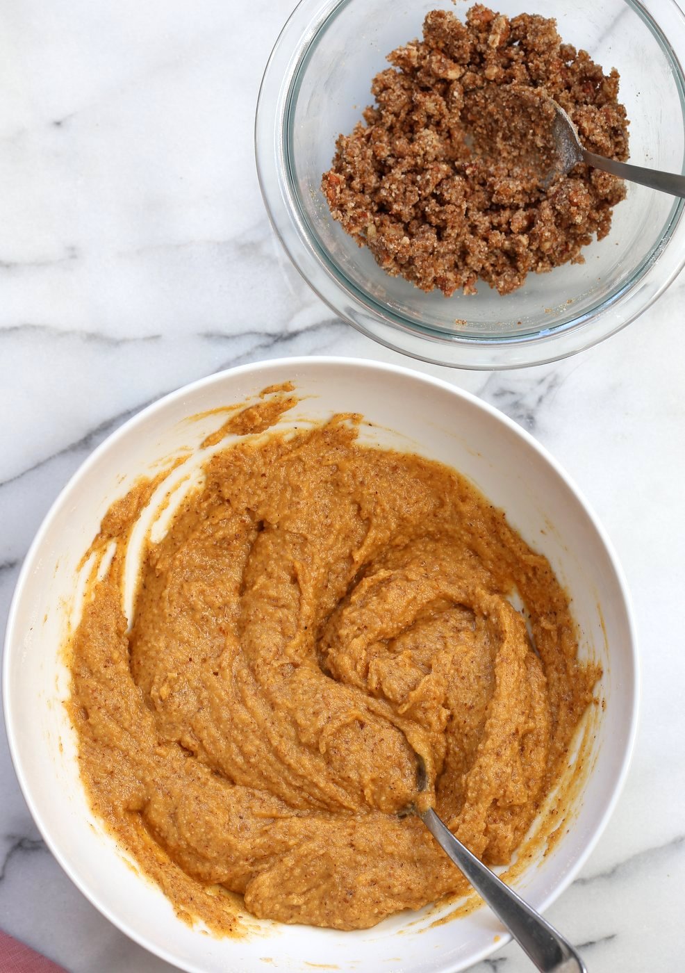 Vegan Gluten free Coffee Cake - Simple Fall Sweet Potato Pecan Crumb Cake with Pumpkin pie spices. Warm Cozy slice of cake. Gluten-free Soy-free Recipe. | VeganRicha.com