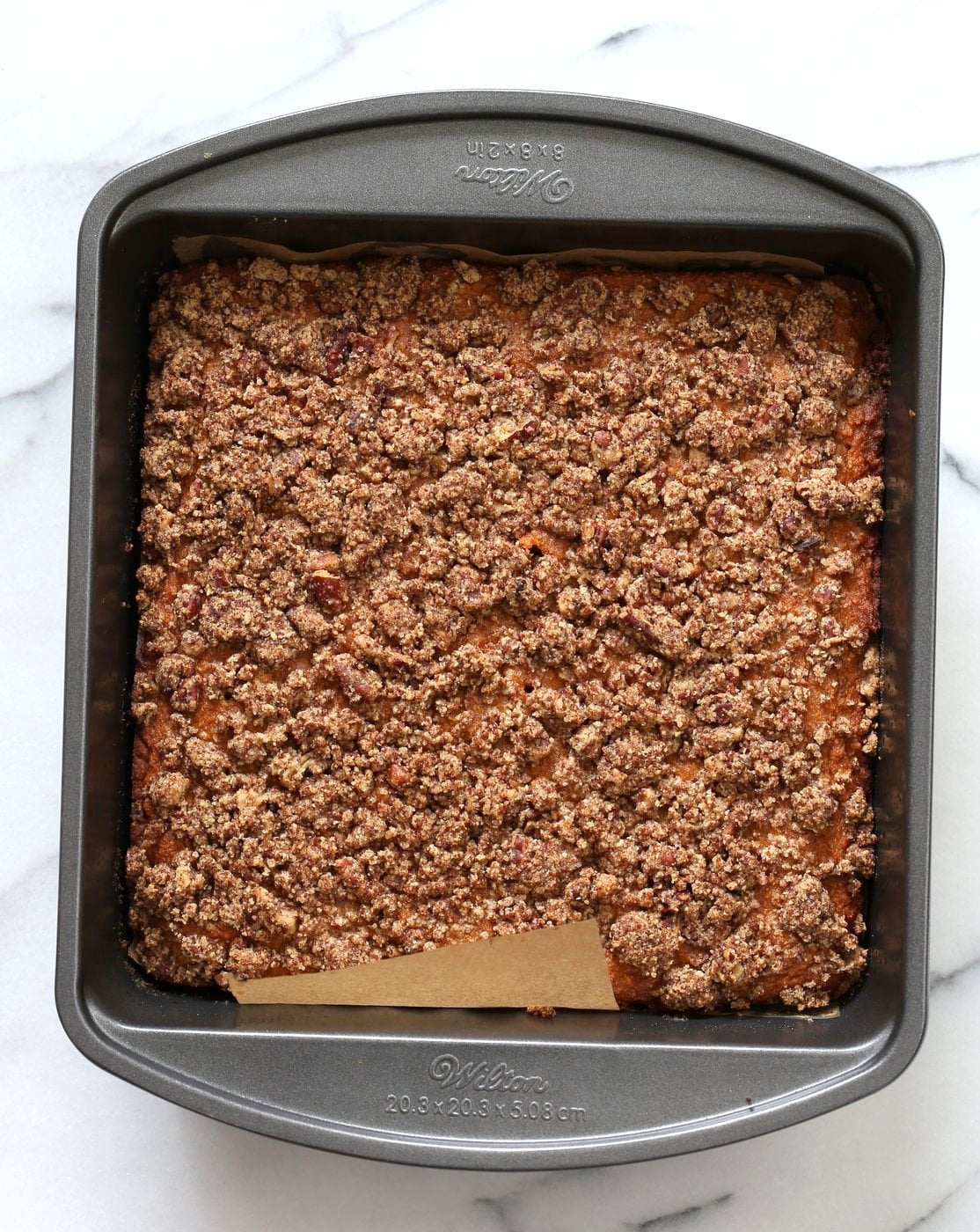 Vegan Gluten free Coffee Cake - Simple Fall Sweet Potato Pecan Crumb Cake with Pumpkin pie spices. Warm Cozy slice of cake. Gluten-free Soy-free Recipe. | VeganRicha.com