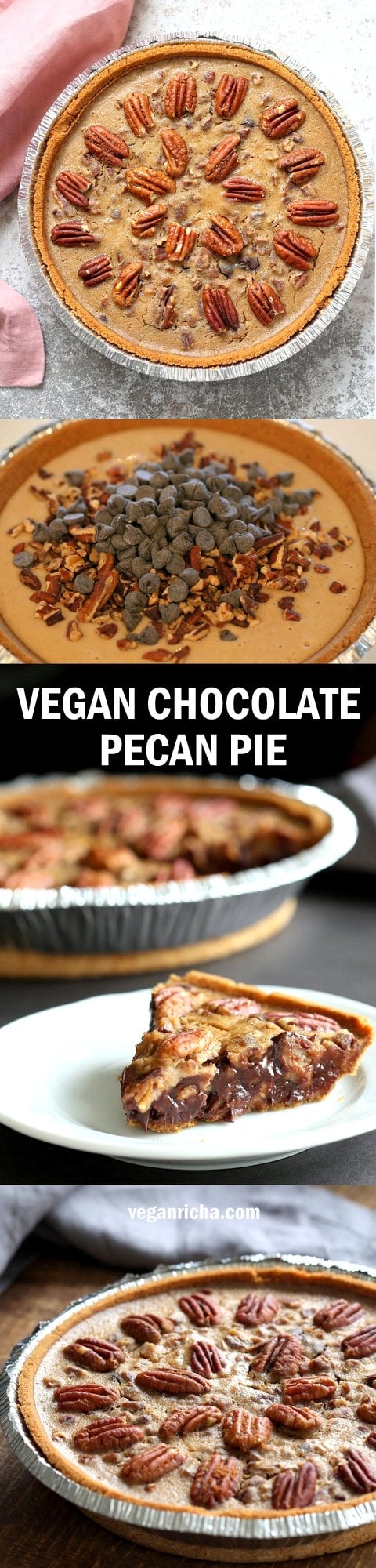 Vegan Chocolate Pecan Pie with Dates and Chai spice. All the pecan pie with chocolate. Vegan Derby Pie. Glutenfree with gf crust. Soyfree Recipe. #vegan #veganricha | VeganRicha.com