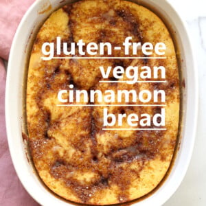 Vegan Gluten free Cinnamon Roll Bread - Yeast-free Gluten-free Grain-free Cinnamon bread Recipe. Soft, fluffy and amazing . Can be nut-free. | #vegan #glutenfree #cinnamonroll #veganricha