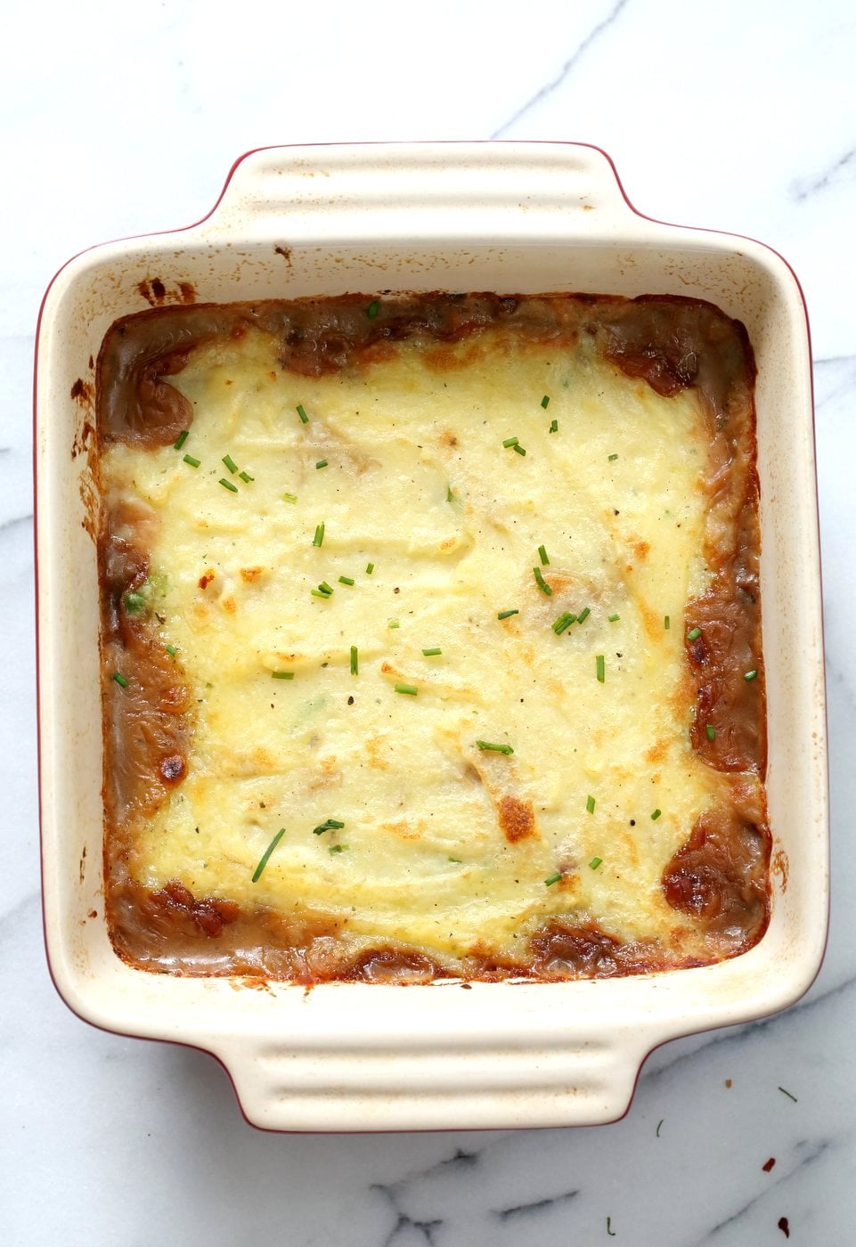 Vegan Shepherd's Pie - Mushroom and Lentil Shepherdless Pie with Gravy and Garlic mashed potatoes. #Vegan #Glutenfree #Recipe. Can be soy-free. #veganricha | VeganRicha.com